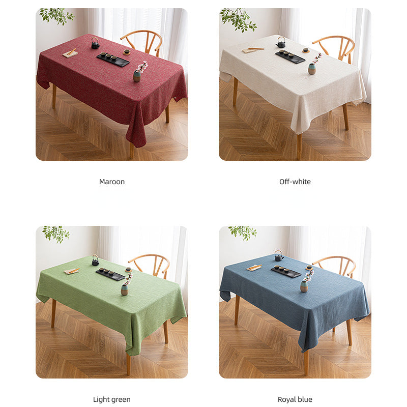 Tablecloth, cotton  linen, waterproof, solid color, tablecloth, Nordic style, easy care, rectangular