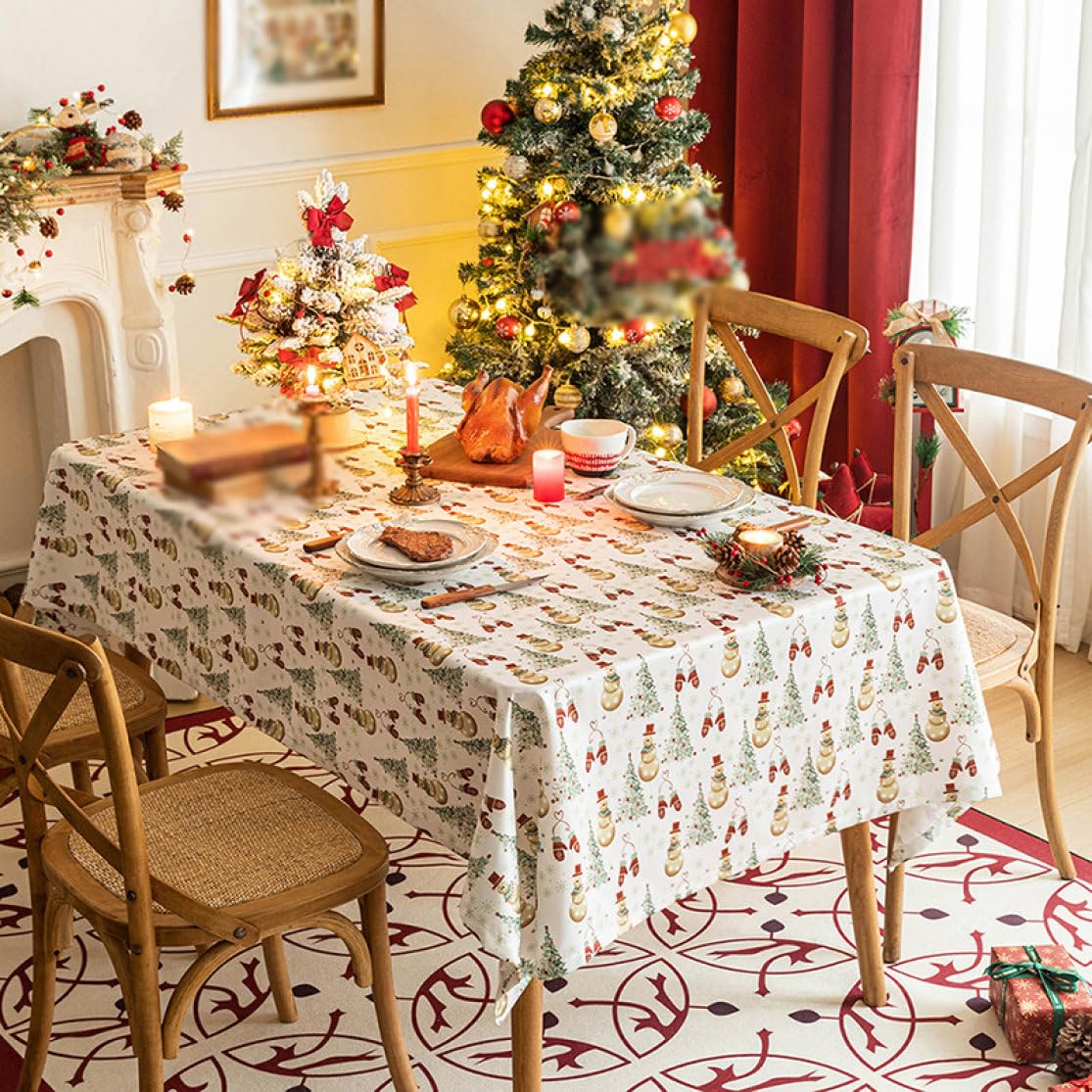 Table Cloth, Fashionable, Square, White, Round,  Rectangle, Christmas Decoration, Table Cover, Stain Mildew, Heat Resistant, Durable, Multi-purpose, Style 1, Background, Fireplace, Entryway, Decoration,  Smaller, Large, New Year, Housewarming Gift, Gift