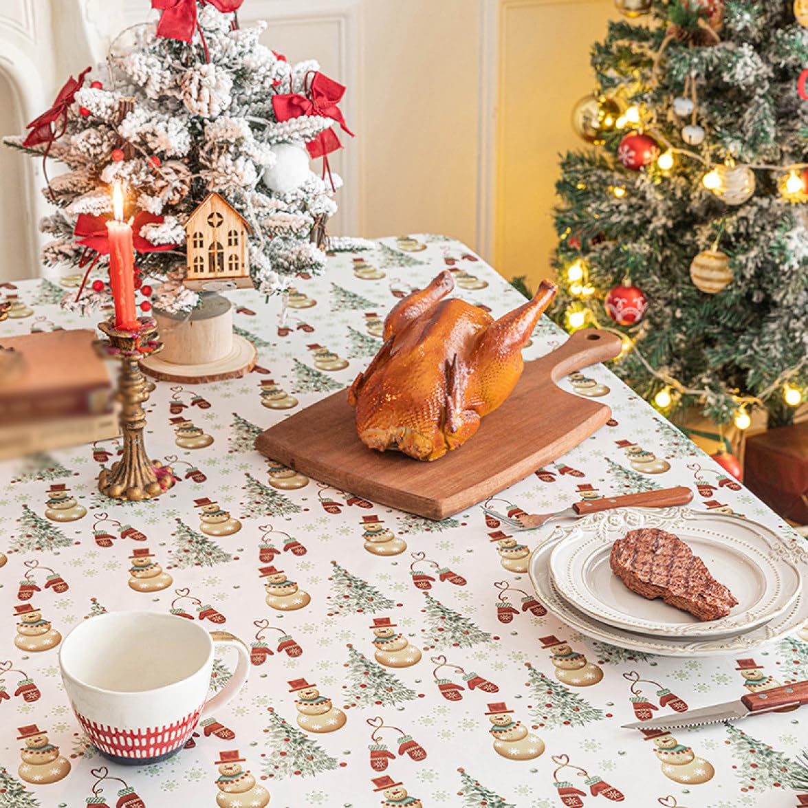 Table Cloth, Fashionable, Square, White, Round,  Rectangle, Christmas Decoration, Table Cover, Stain Mildew, Heat Resistant, Durable, Multi-purpose, Style 1, Background, Fireplace, Entryway, Decoration,  Smaller, Large, New Year, Housewarming Gift, Gift