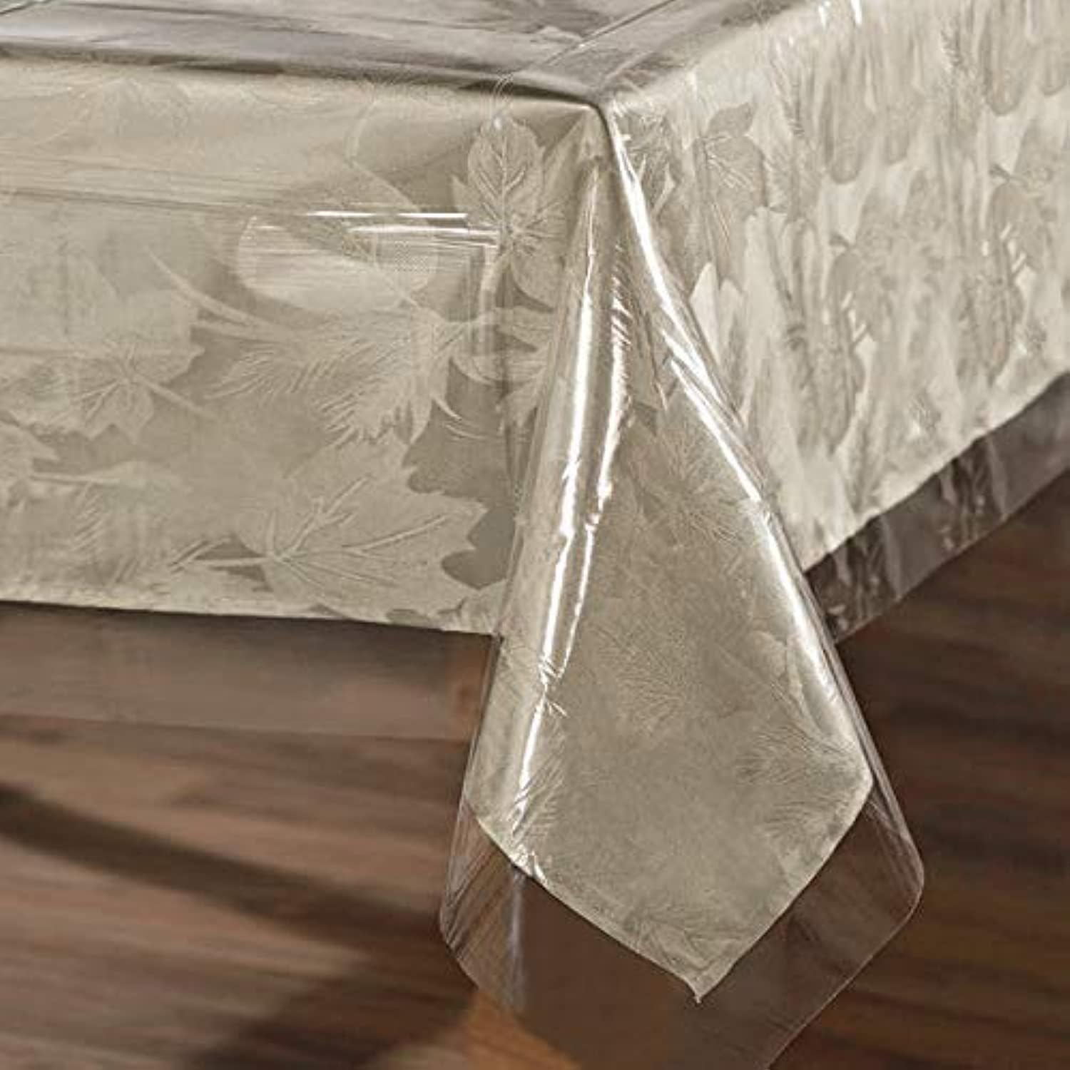 Holafish Rectangle PVC Tablecloth - 54 x 78 Inch - Oil Proof Spill Proof Vinyl Table Cloth, Wipe Clean Table Cover for Dining Table, Buffet Parties and Camping，Champagne，Coffee