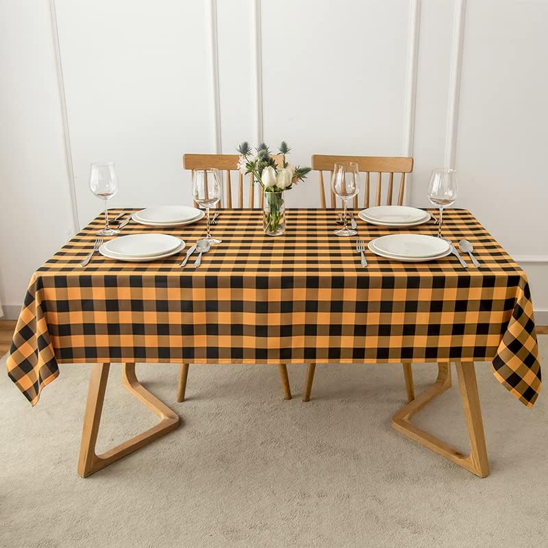 HolaFish Rectangle Checkered Tablecloth Waterproof Spillproof Wrinkle Resistant Buffalo Plaid Heavy Weight Table Cloth Gingham Table Cover for Outdoor and Indoor Use, 52 x 70 Inch Red and White