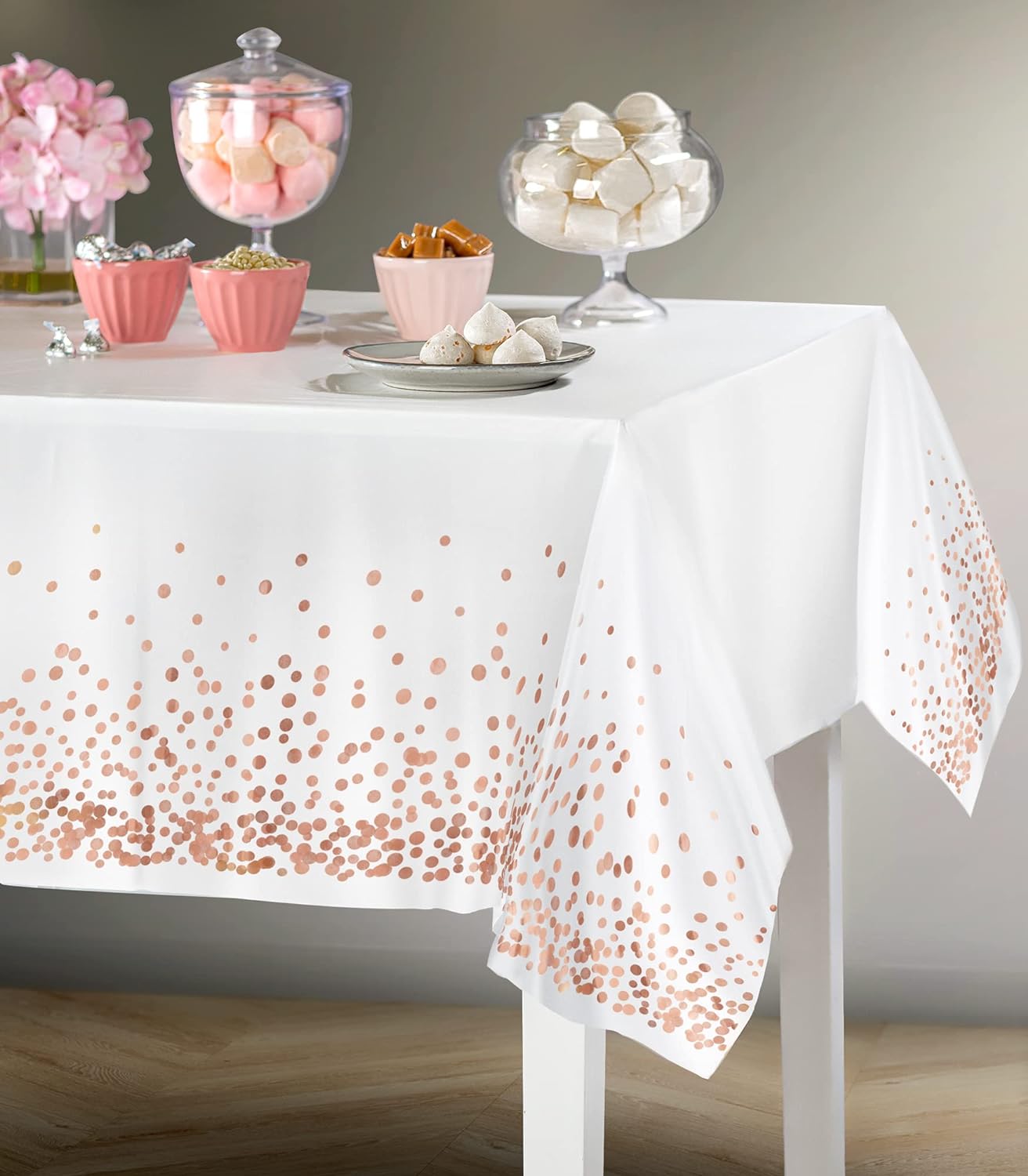 Joynifity Rectangular Tablecloths, 12pk, 54x108in - Waterproof, Stain-Resistant, Disposable, Polka Dot - for Dining Table, Party, Wedding