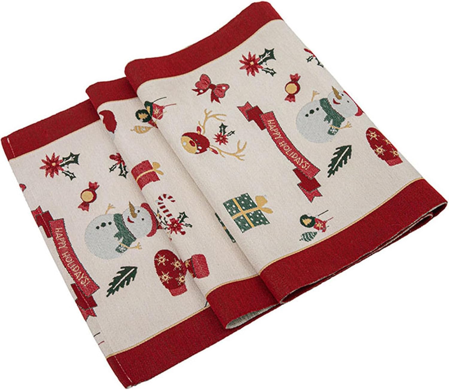 HolaFish Tablecloth Christmas Tablecloth Red Placemat Table Runner Tablecloth Table Decoration Center Cloth Table Center Kitchen Living Room Party Favor Snowman/Elk White/Blue/Green