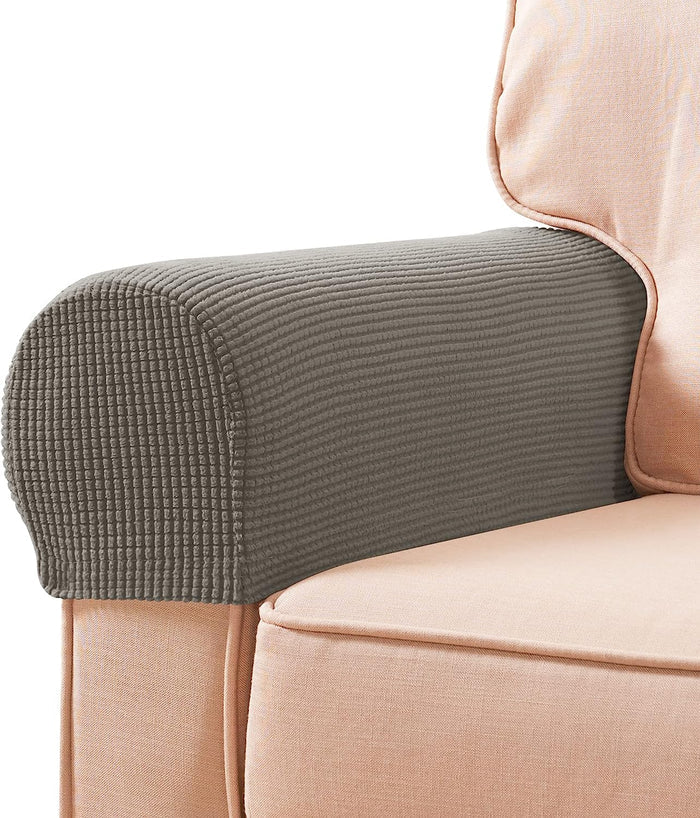 HolaFish Stretch Armrest Spandex Arm Covers for Chairs Couch Armchair Slipcovers for Recliner Sofa with Twist Pins 2pcs