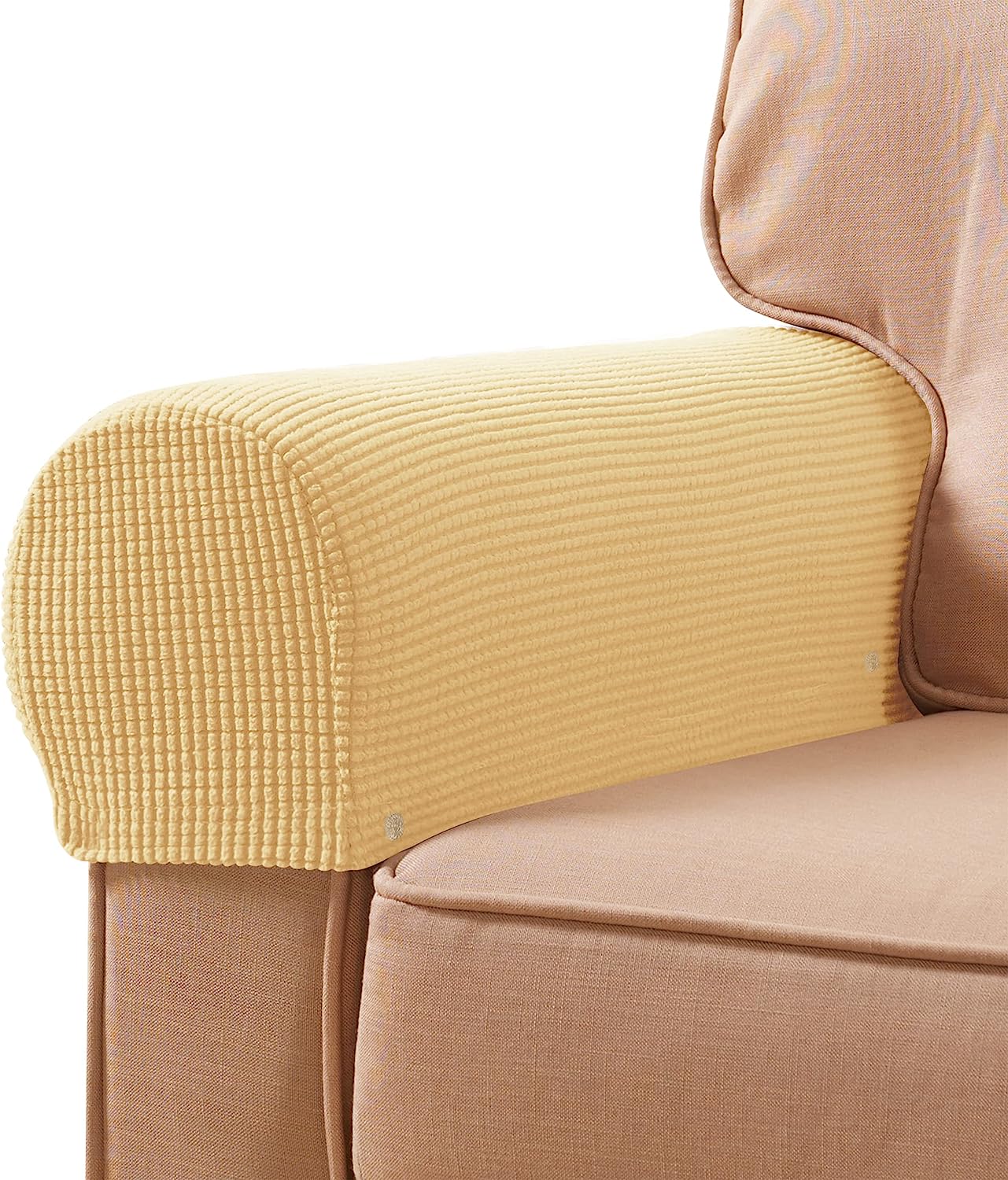 HolaFish Stretch Armrest Spandex Arm Covers for Chairs Couch Armchair Slipcovers for Recliner Sofa with Twist Pins 2pcs