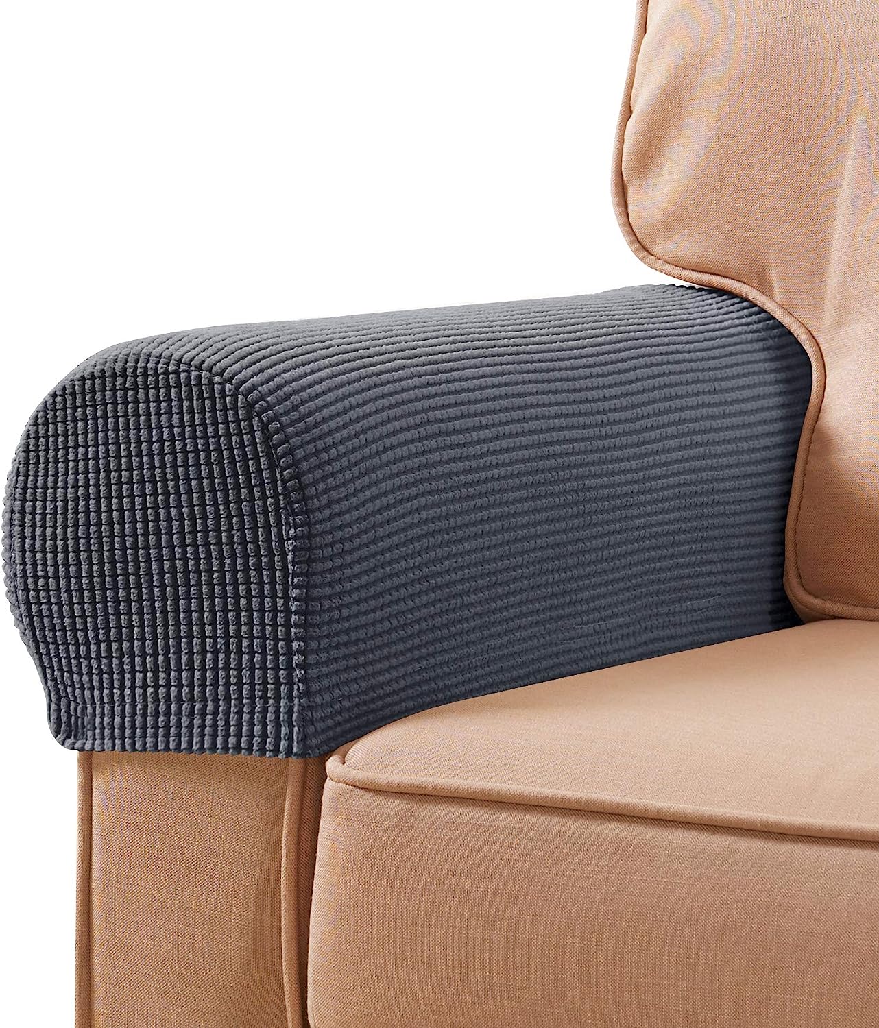 HolaFish Stretch Armrest Spandex Arm Covers for Chairs Couch Armchair Slipcovers for Recliner Sofa with Twist Pins 2pcs