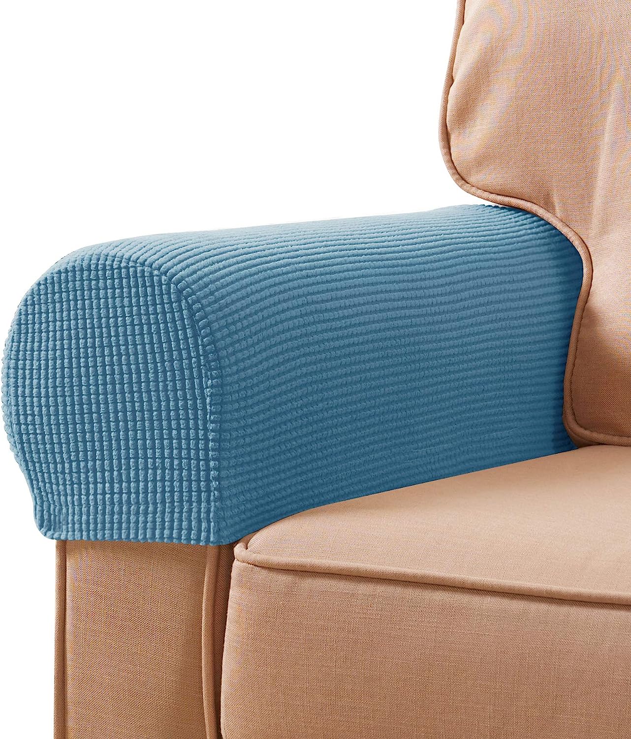 HolaFish Stretch Armrest Spandex Arm Covers for Chairs Couch Armchair Slipcovers for Recliner Sofa with Twist Pins 2pcs