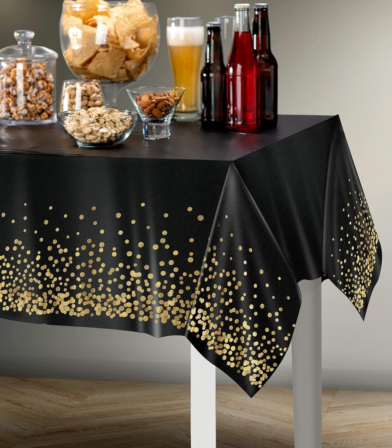 Joynifity Rectangular Tablecloths, 12pk, 54x108in - Waterproof, Stain-Resistant, Disposable, Polka Dot - for Dining Table, Party, Wedding