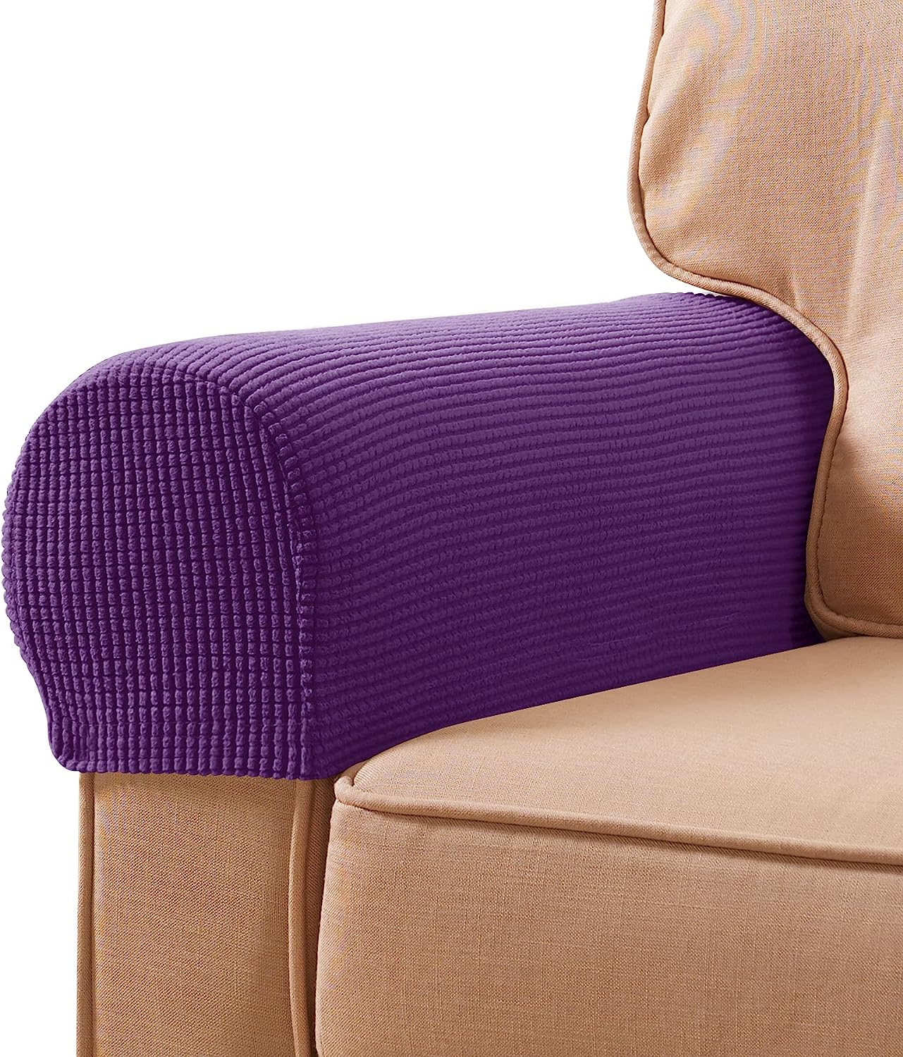 HolaFish Stretch Armrest Spandex Arm Covers for Chairs Couch Armchair Slipcovers for Recliner Sofa with Twist Pins 2pcs