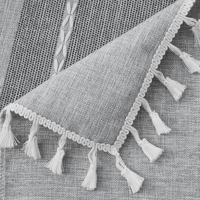 HolaFish Tablecloth with Tassels, Rectangle Cotton and Linen Table Protector Cover for Table Decoration