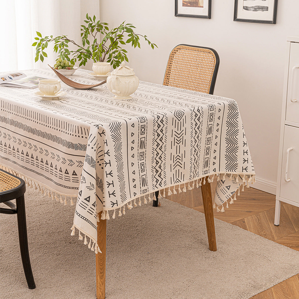 HolaFish Bohemian tablecloths non-washable oil and waterproof tablecloths ethnic style rectangular outdoor dining table mats coffee table tablecloths