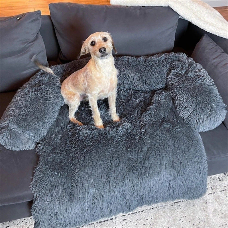 HolaFish Luxurious Calming Bed Mats, Washable Removable Couch Cover, Plush Long Fur Mat for Pets, Waterproof Lining, Perfect for Small, Medium and Large Dogs and Cats